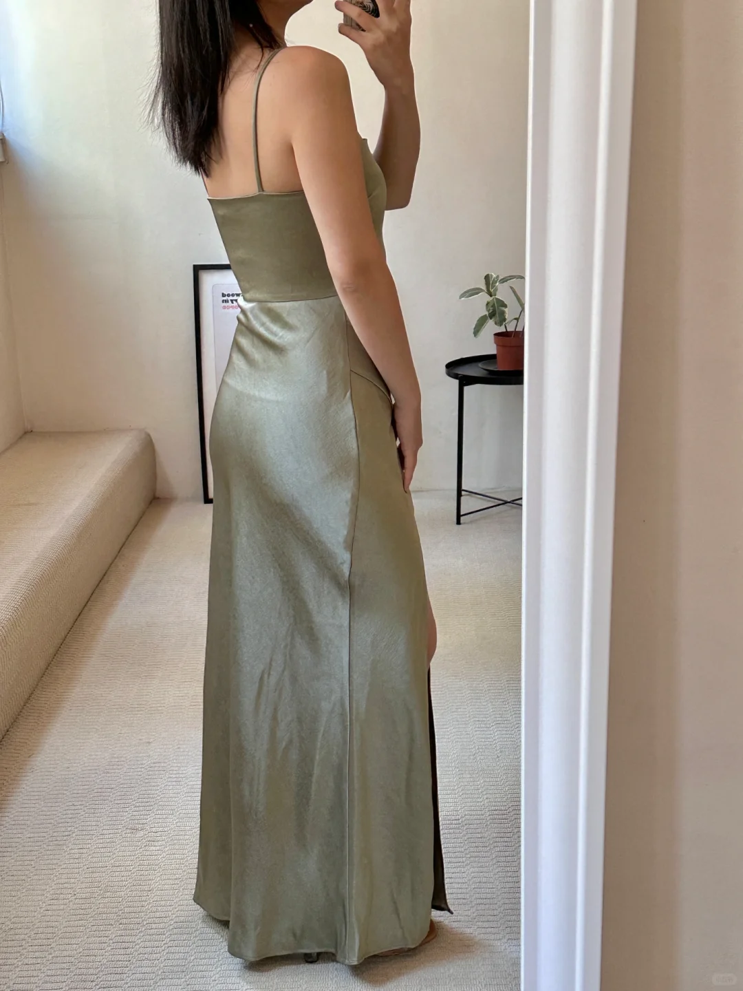 Robe de demoiselle d'honneur longue en satin, élégante et simple, à bretelles spaghetti et fente, C3941