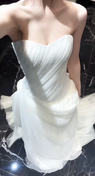 Robe de mariée longue en mousseline de soie, décolleté en cœur, style sirène, unique, C4023