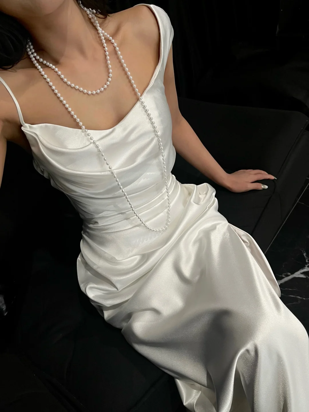Robe de mariée longue en satin, élégante, épaules dénudées, style sirène, C4024