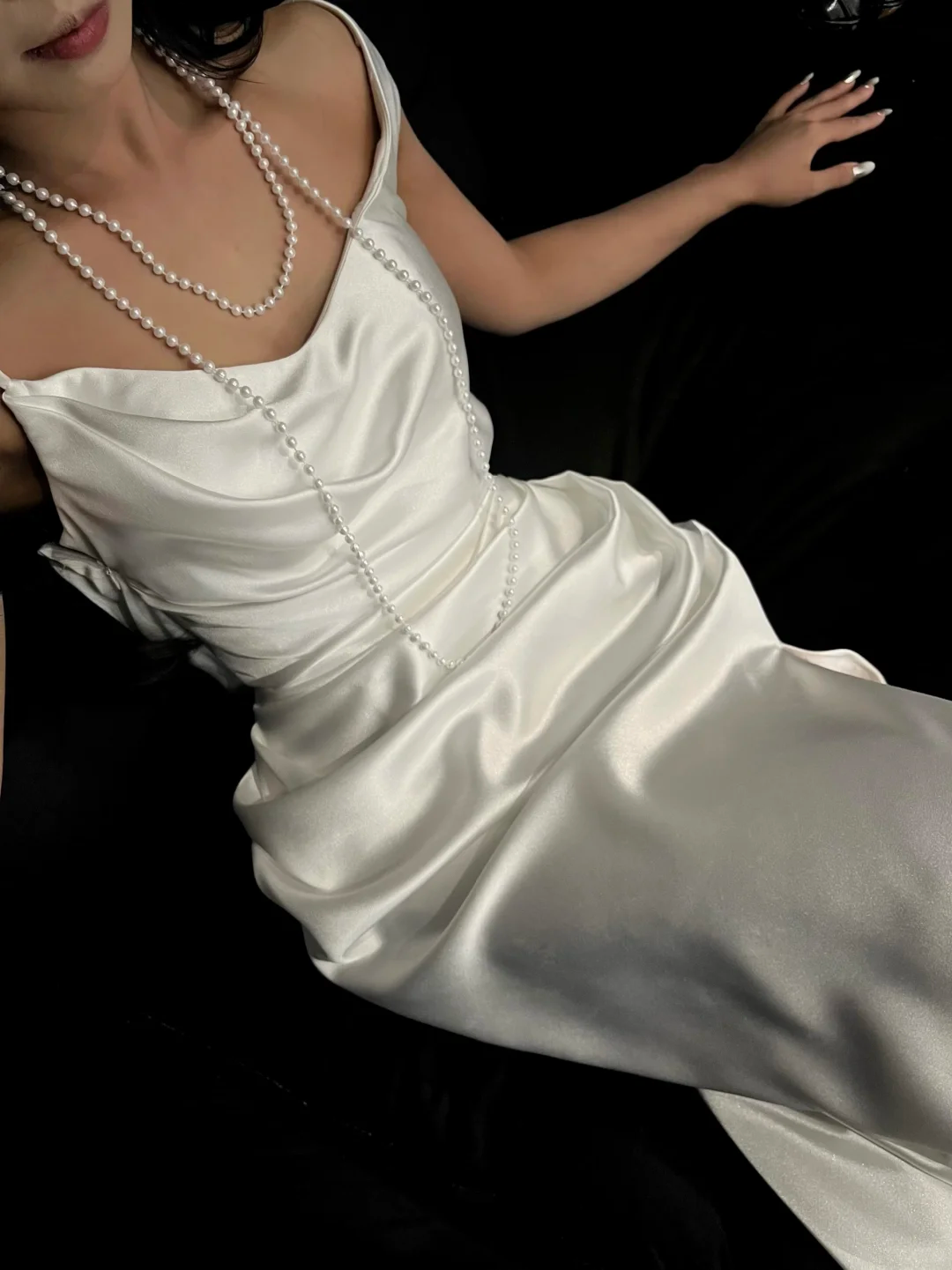 Robe de mariée longue en satin, élégante, épaules dénudées, style sirène, C4024