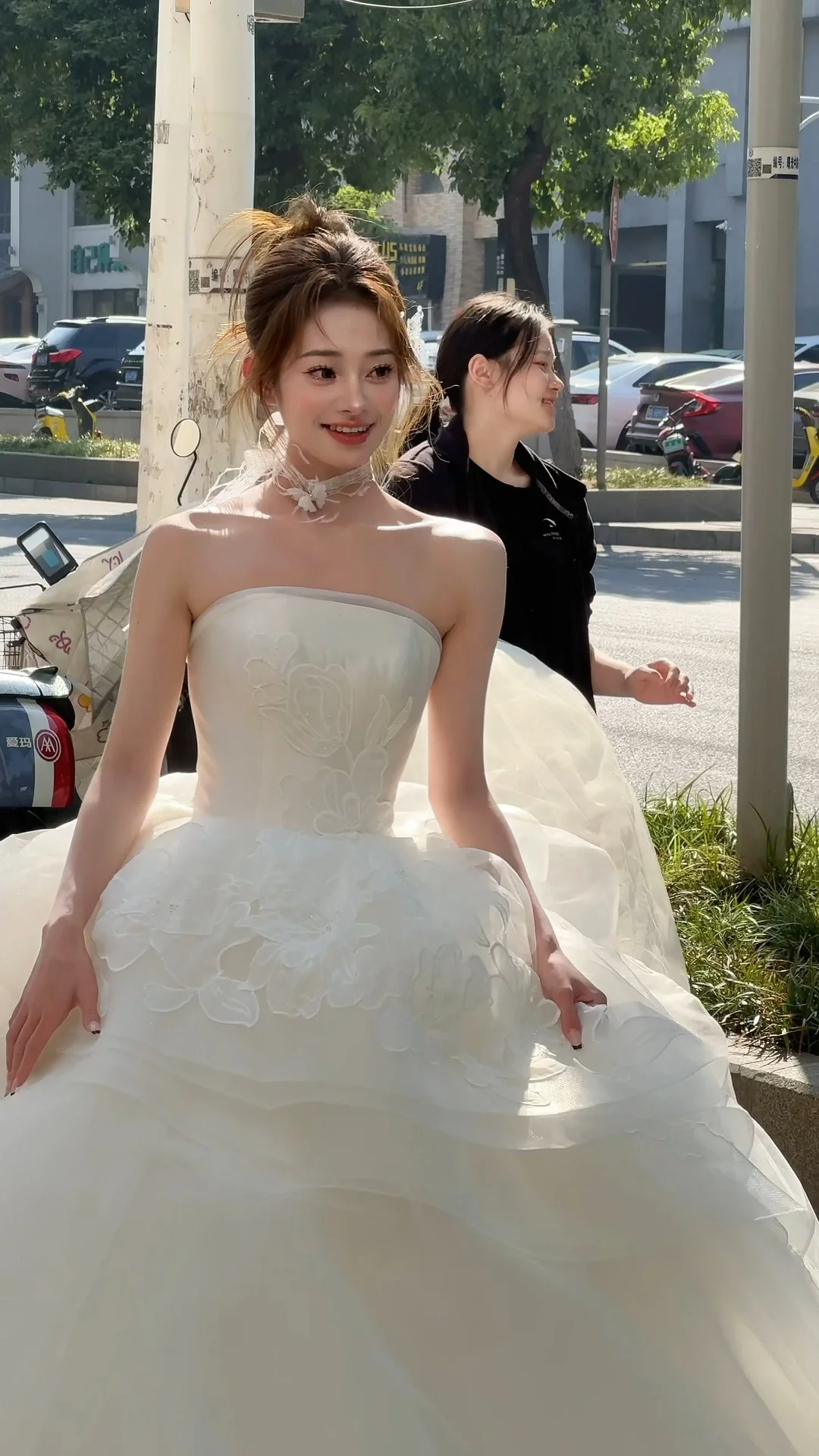 Robe de mariée longue en tulle, bustier et appliques, jolie robe de bal C4045
