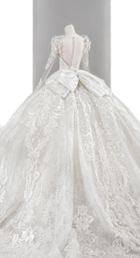 Robe de mariée longue en tulle, dentelle et sequins, manches longues, style bal intemporel, C4137