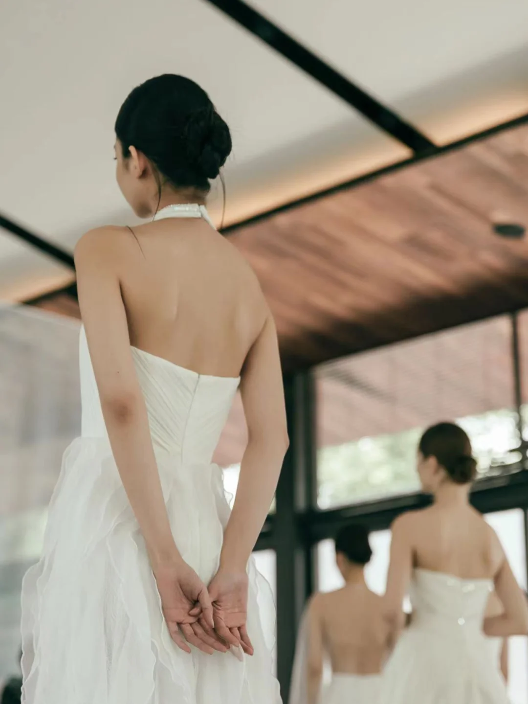 Robe de mariée longue en mousseline blanche, élégante, coupe A-line, dos nu, C4156