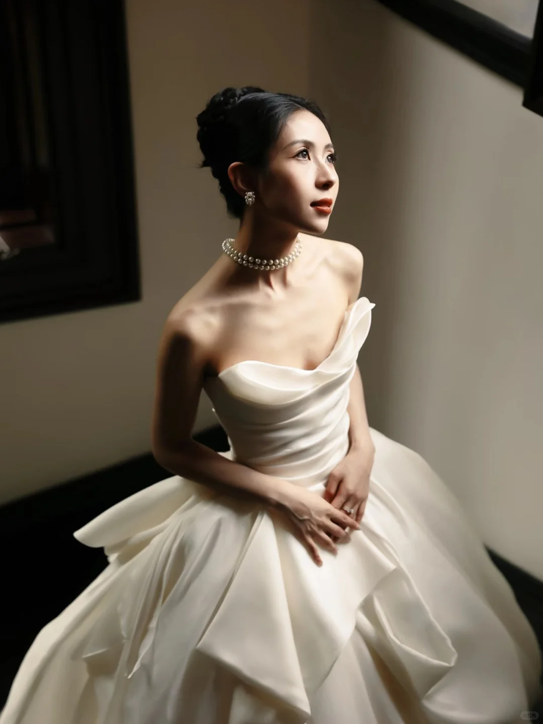 Robe de mariée longue plissée en satin, élégante, sans bretelles, C4164