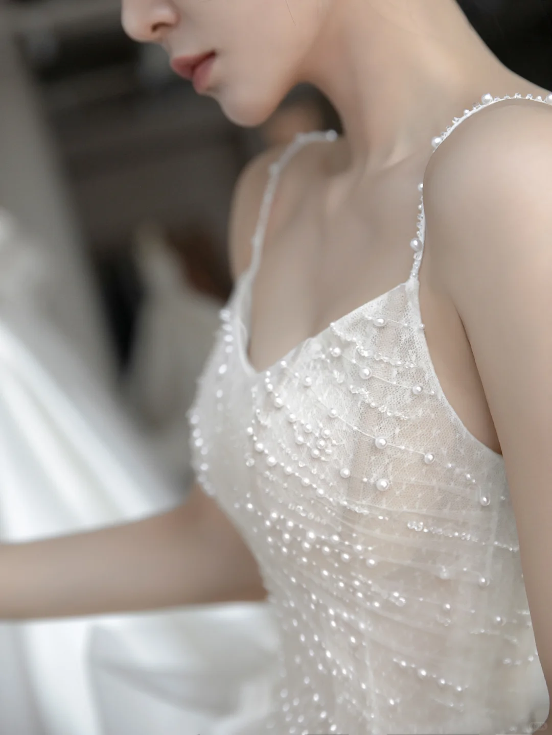 Robe de mariée longue en tulle et perles, jolie robe de bal à bretelles spaghetti, C4173