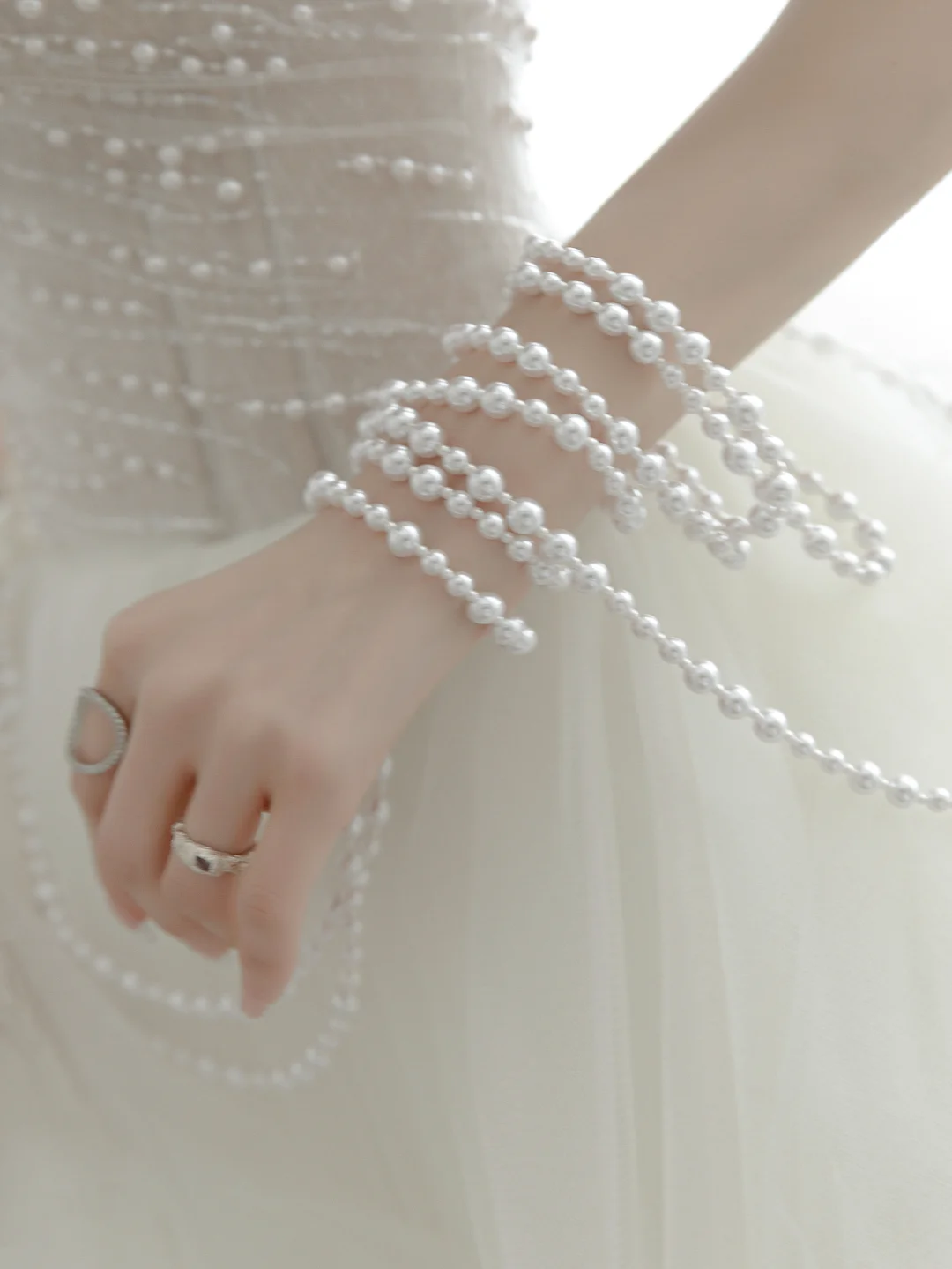 Robe de mariée longue en tulle et perles, jolie robe de bal à bretelles spaghetti, C4173