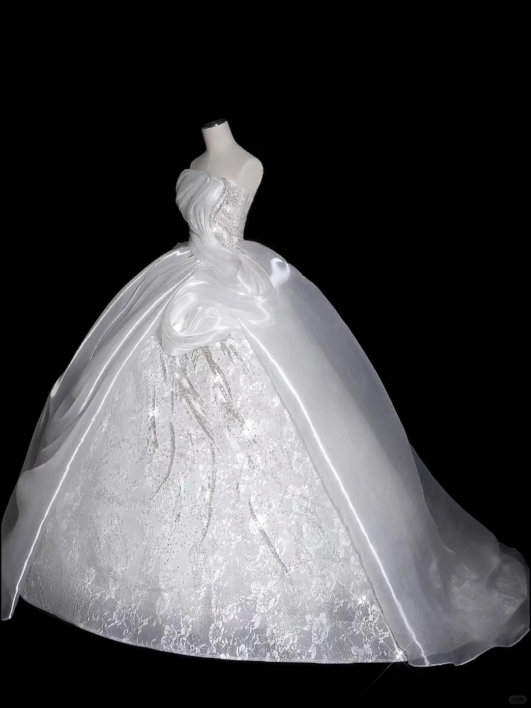 Robe de mariée longue en satin, bustier, dentelle et sequins, élégante, C4175