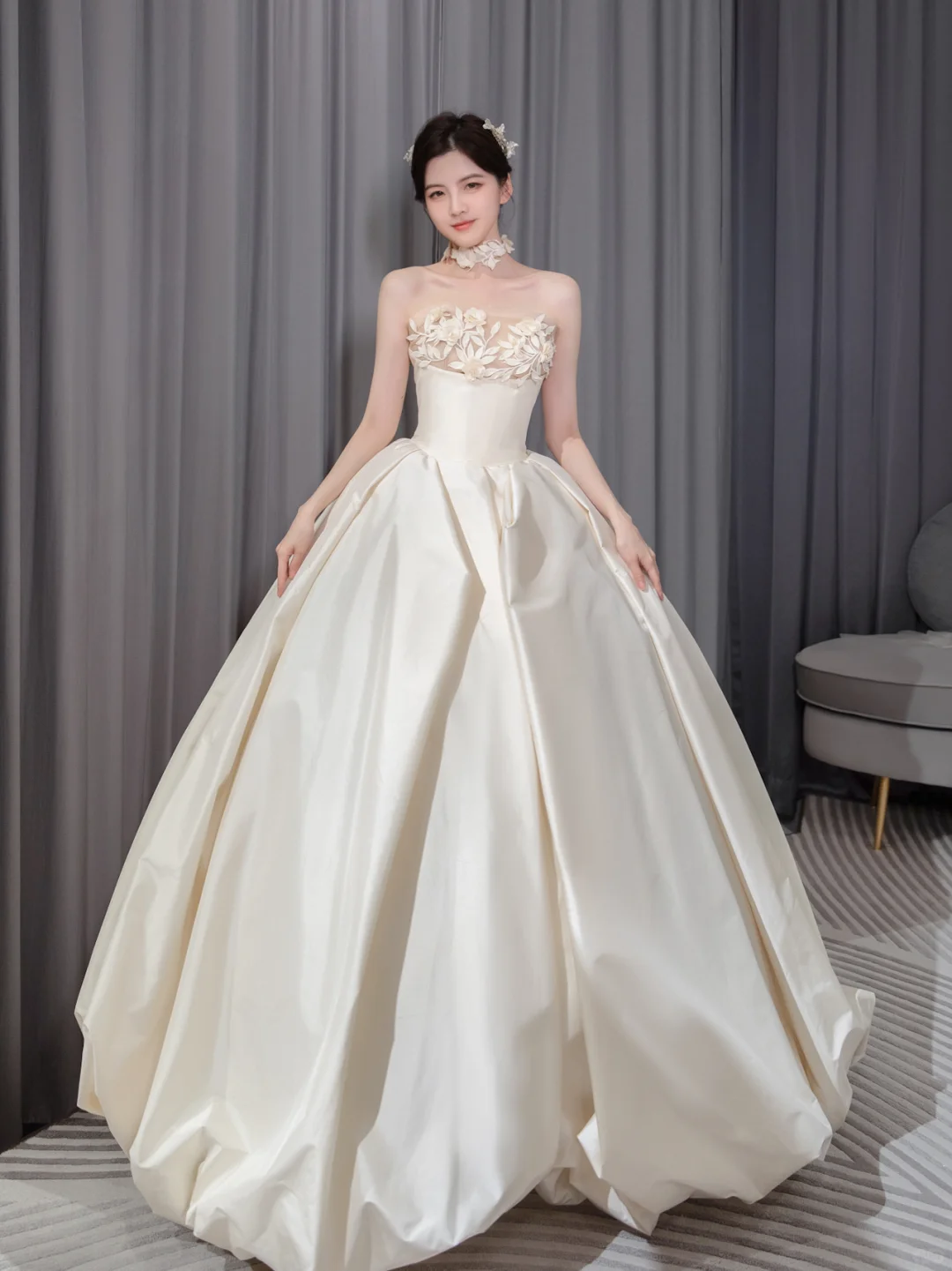 Robe de mariée longue en satin sans étoiles, robe de bal unique, C4192