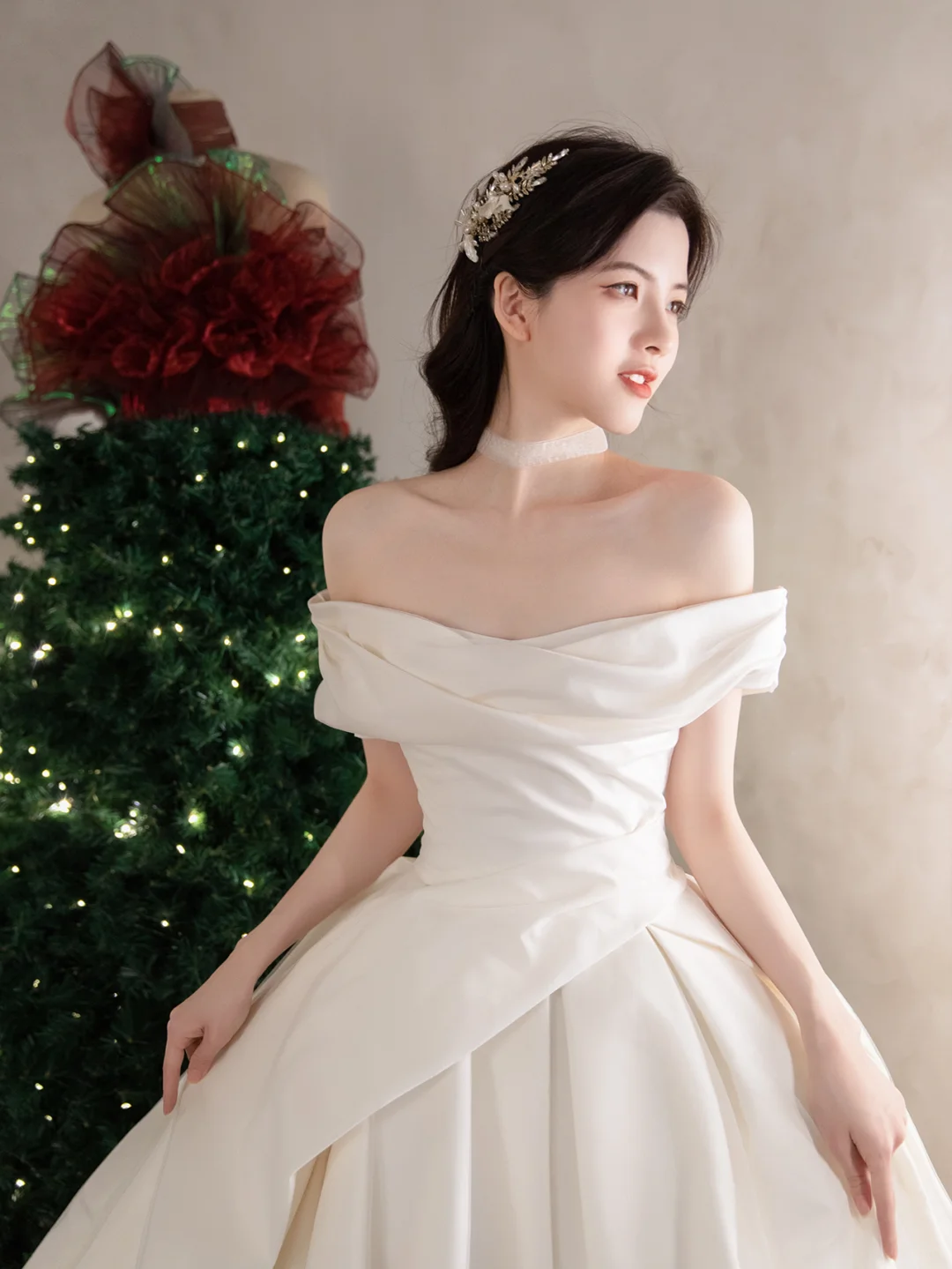 Robe de mariée longue en satin, simple et élégante, épaules dénudées, C4194