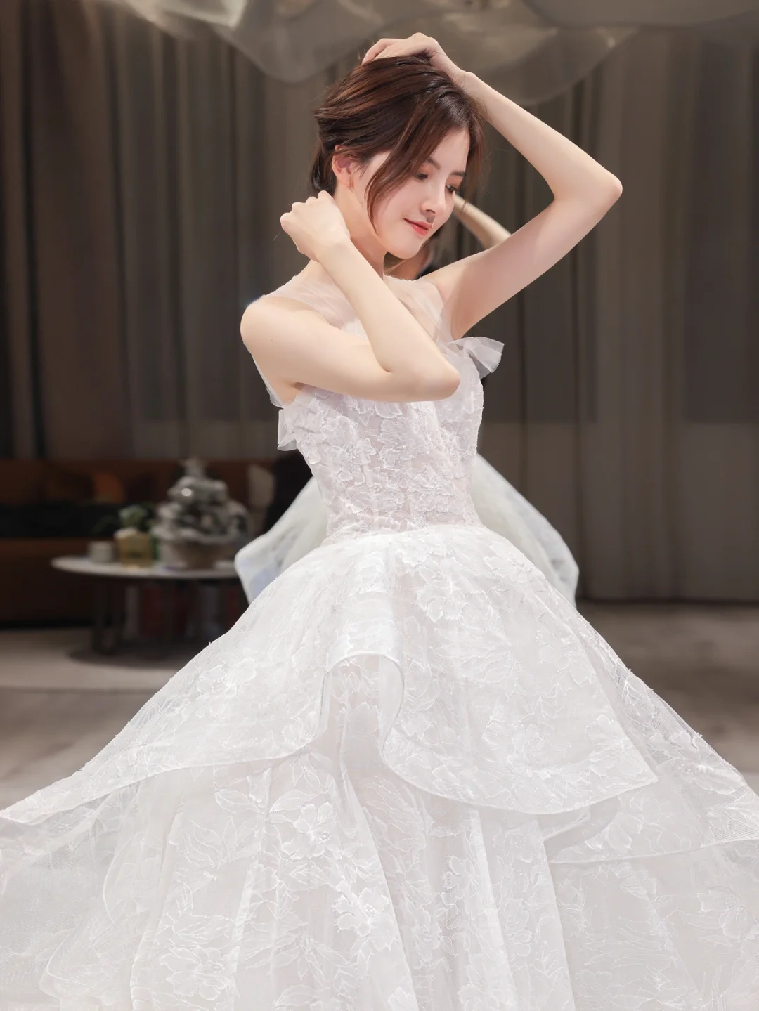 Robe de mariée longue bustier en dentelle, robe de bal de rêve, C4210