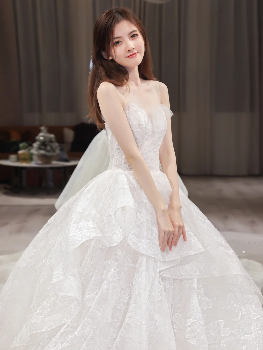 Robe de mariée longue bustier en dentelle, robe de bal de rêve, C4210