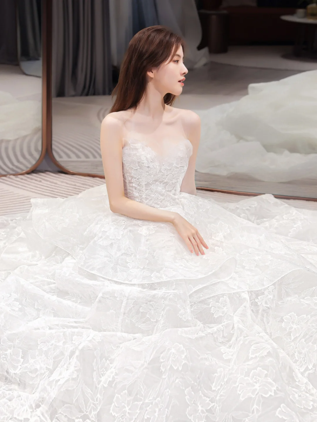 Robe de mariée longue bustier en dentelle, robe de bal de rêve, C4210