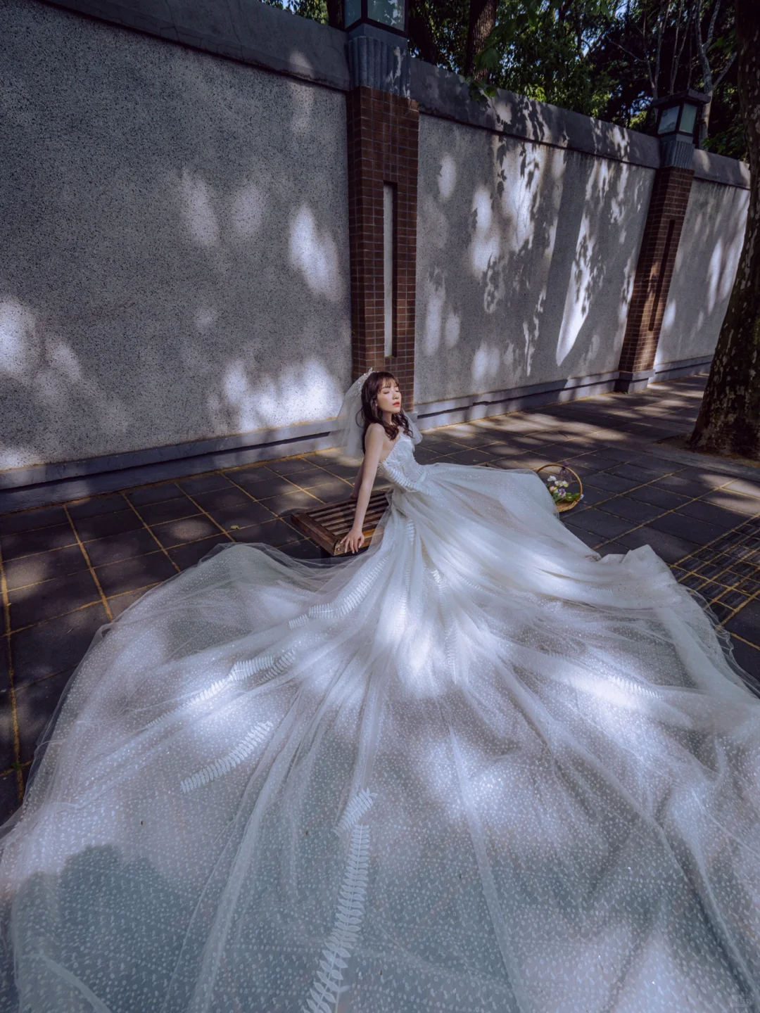 Robe de mariée longue en tulle, bustier, avec appliques et voile, style unique, C4217