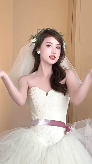 Robe de mariée longue élégante en satin et tulle, sans bretelles, avec voile, C4236