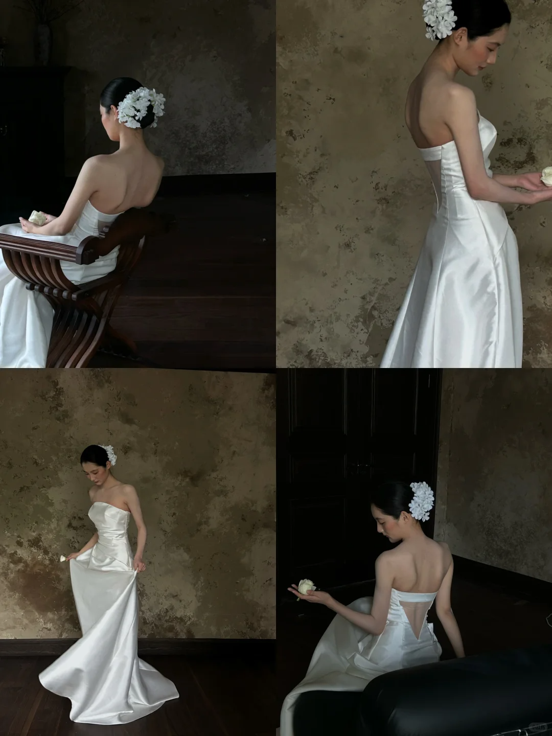Robe de mariée longue en satin, simple et sans bretelles, style sirène, C4320