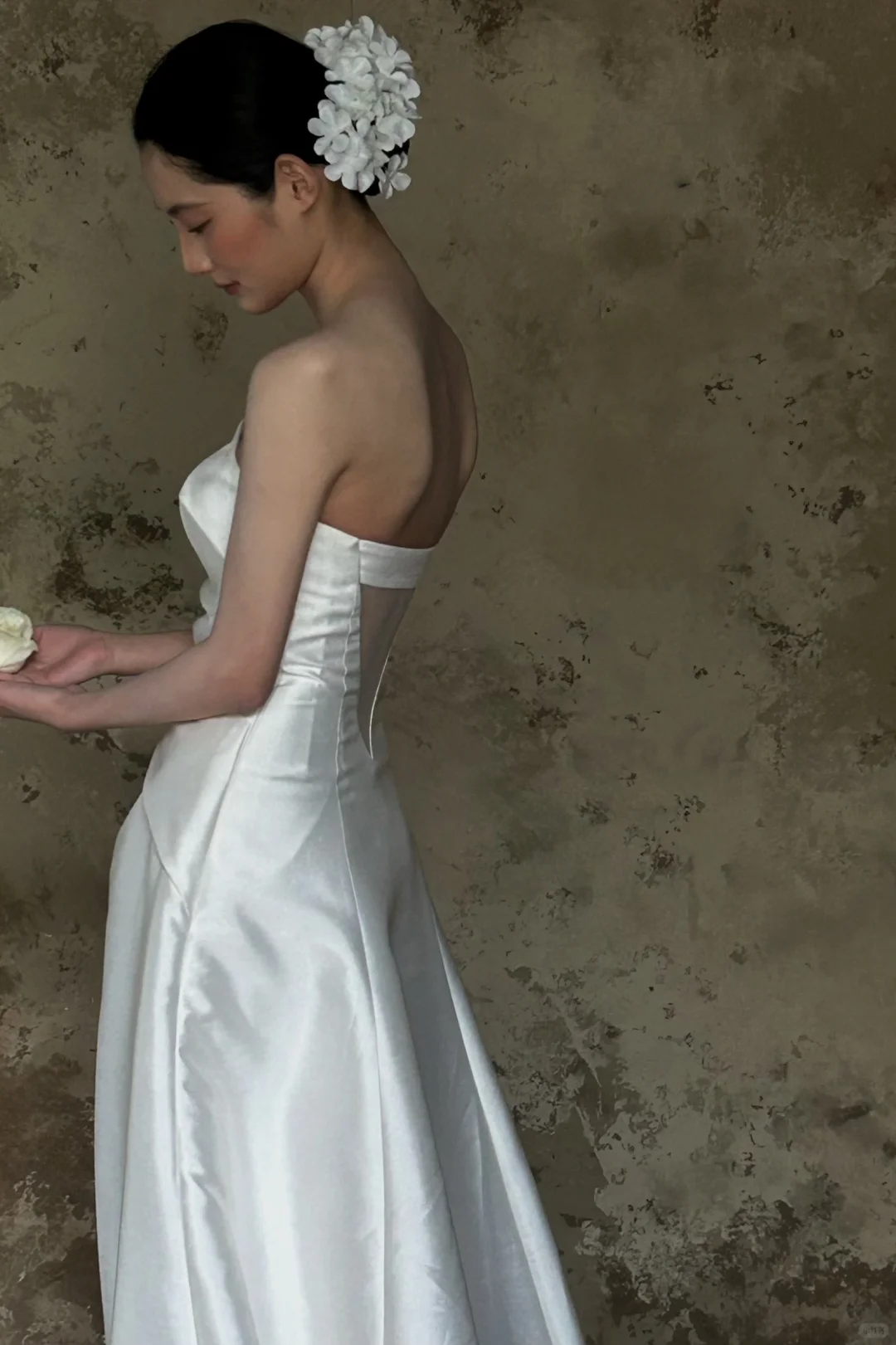 Robe de mariée longue en satin, simple et sans bretelles, style sirène, C4320