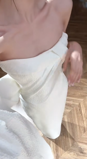 Robe de mariée longue en satin, style sirène, sans bretelles, chic, C4328