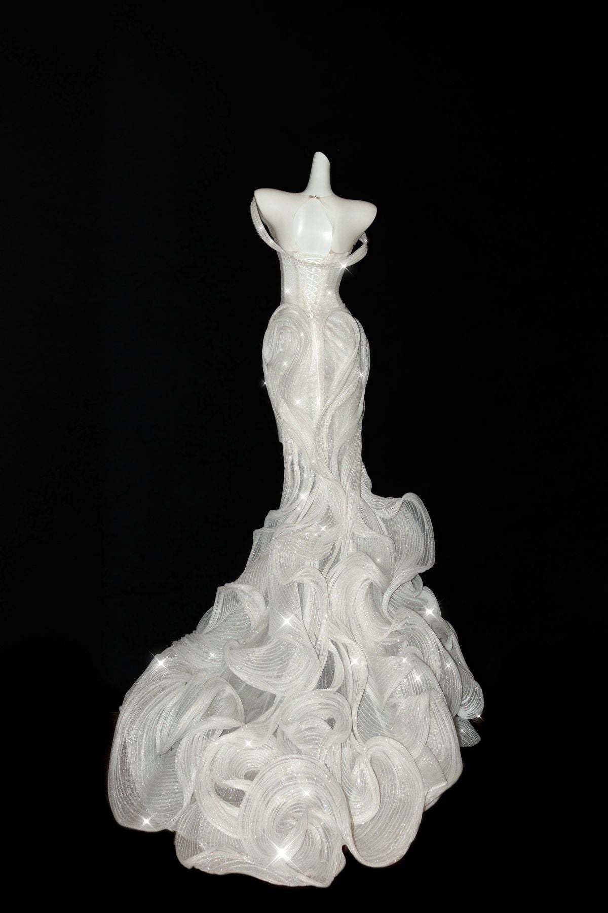 Robe de mariée longue en tulle, style sirène, épaules dénudées, unique, C4346