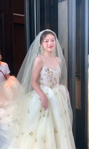 Robe de mariée longue en tulle à bretelles spaghetti et paillettes avec voile C4356