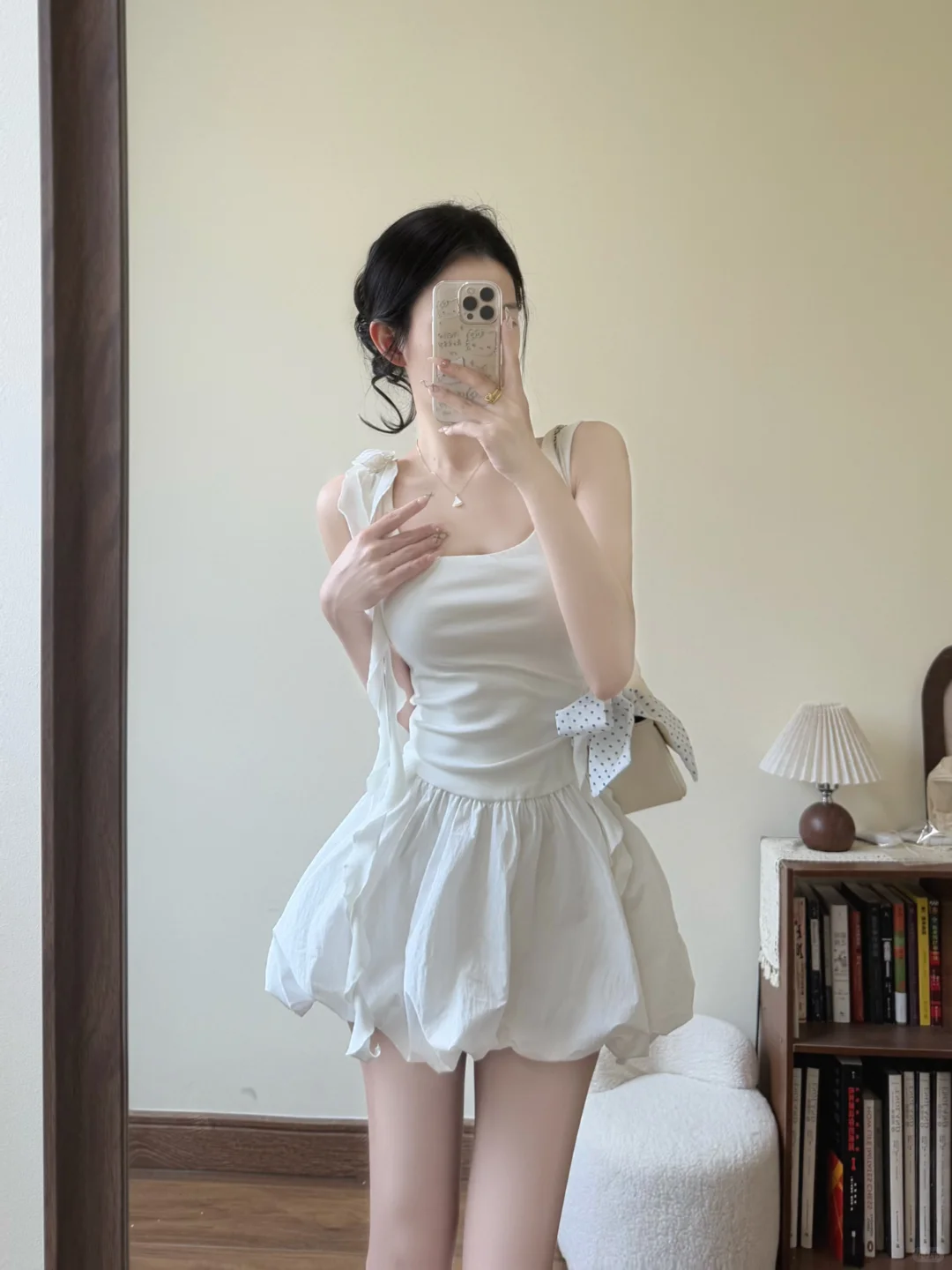 Cute White A Line Square Satin Short Homecoming Dress 18th Birthday Outfits C4458