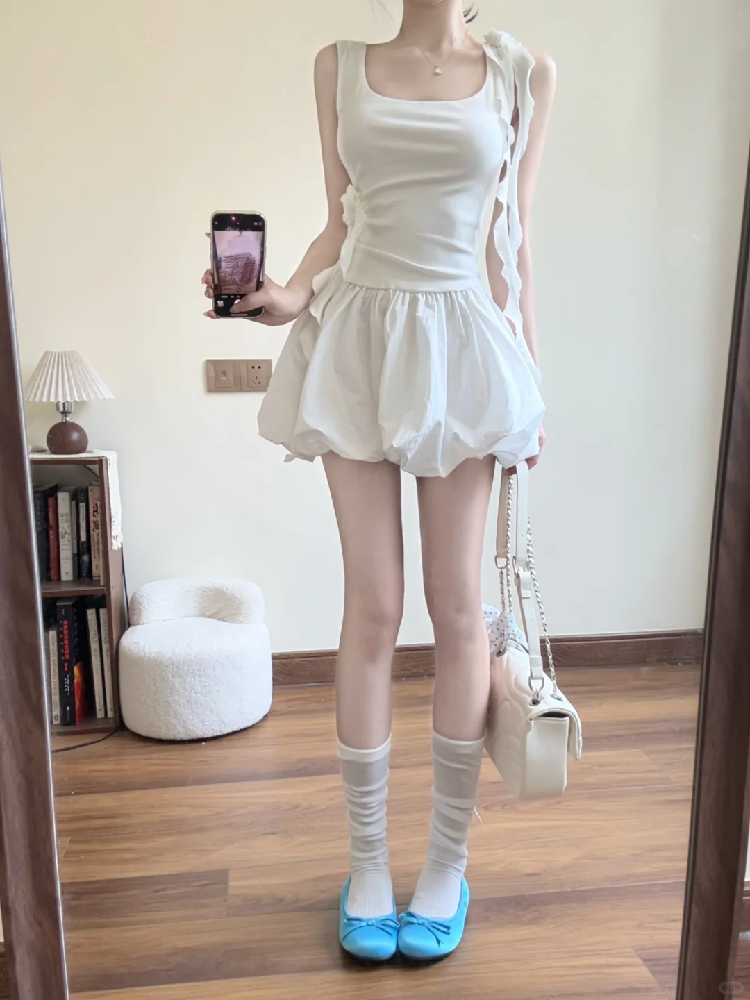 Cute White A Line Square Satin Short Homecoming Dress 18th Birthday Outfits C4458