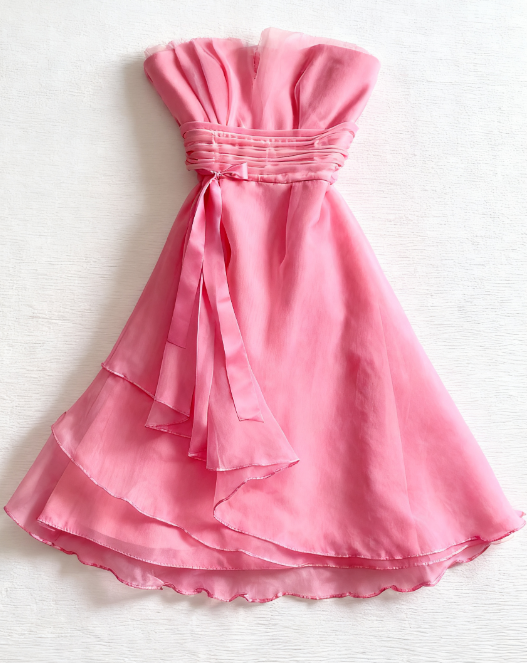 Cute A Line Strapless Satin Chiffon Short Homecoming Dress 18th Birthday Outfits C4472