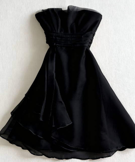 Cute A Line Strapless Satin Chiffon Short Homecoming Dress 18th Birthday Outfits C4472