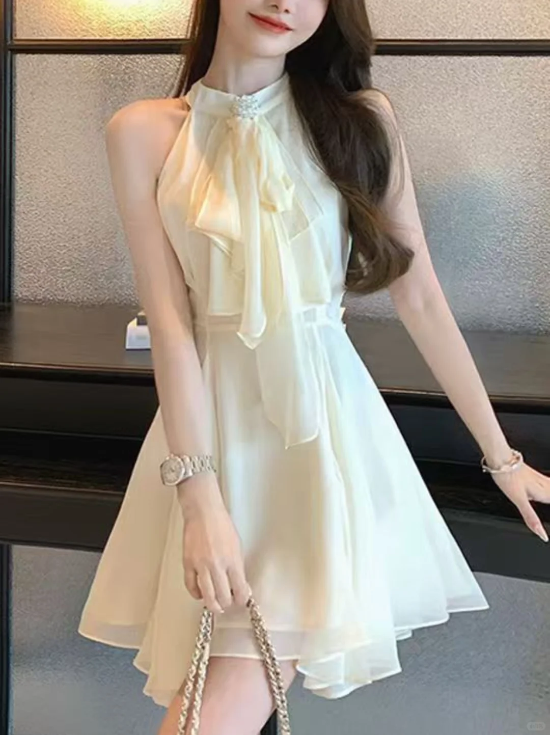 Elegant A Line Halter Chiffon Short Homecoming Dress 17th Birthday Outfits C4506