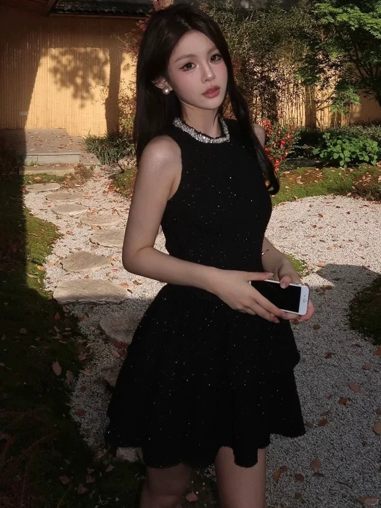 Sweet 16th Black A Line Halter Satin Sequin Short Homecoming Dress Birthday Outfits C4543