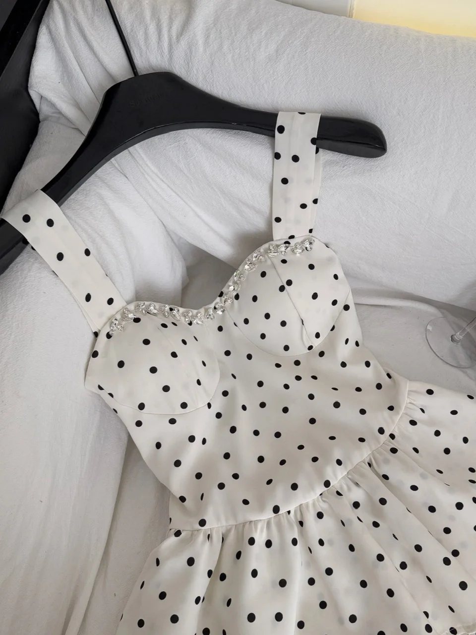 Pretty 17th A Line Sweetheart Satin Polka Dots Beads Short Homecoming Dress Birthday Outfits C4587
