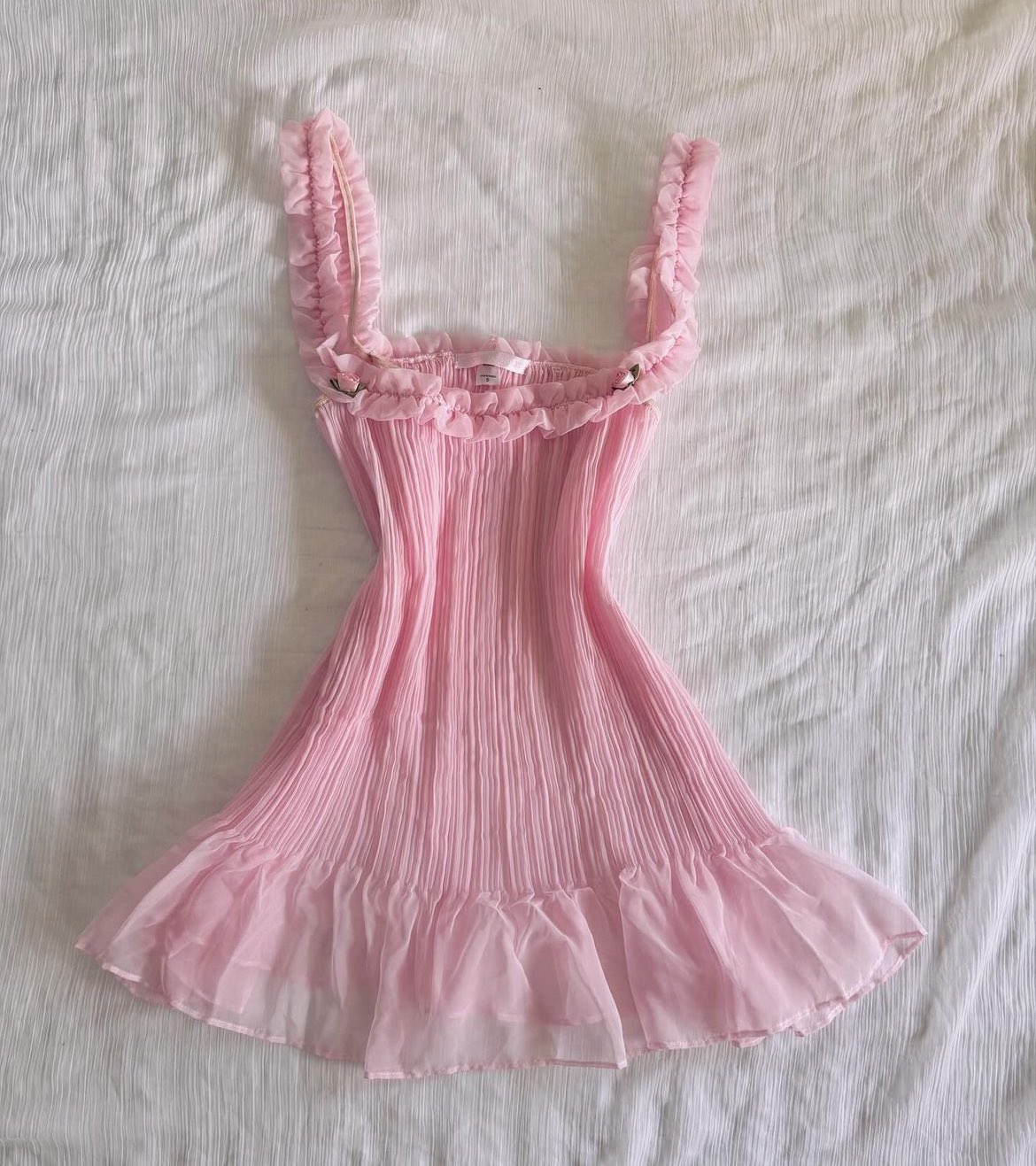 Pretty A Line Spaghetti Straps Pink Chiffon Short Homecoming Dress 18th Birthday Outfits C4627