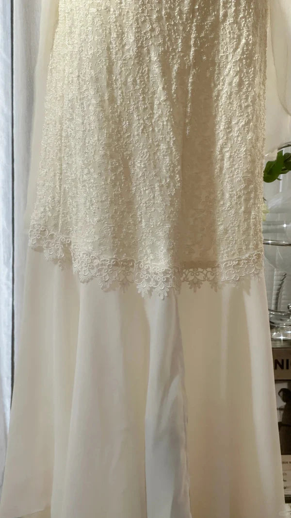 Robe de bal longue en satin et mousseline de soie, col en V, style sirène, unique, C4650