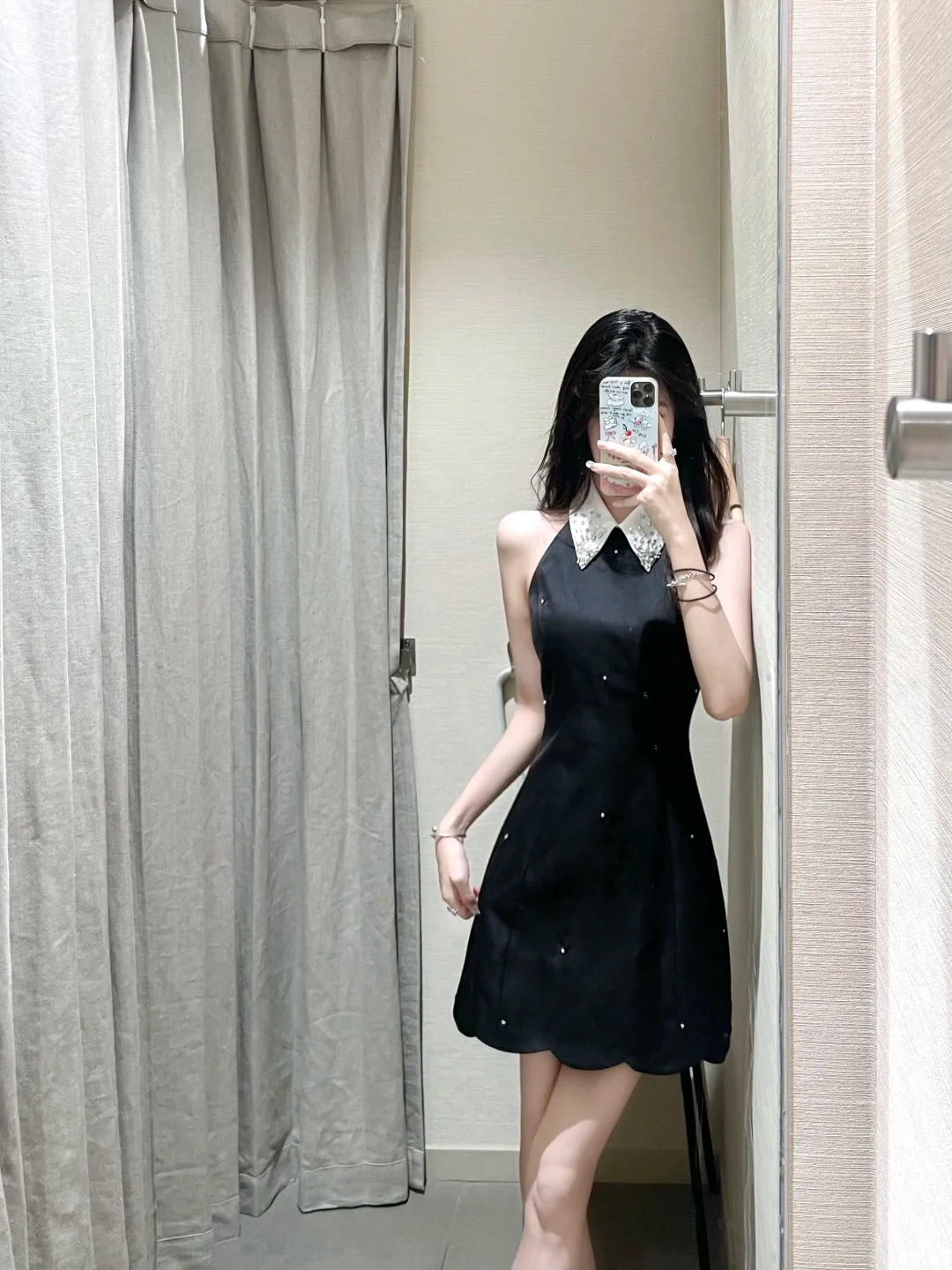 Classy A Line Halter Black Satin Beads Short Homecoming Dress 16th Birthday Outfits C4683