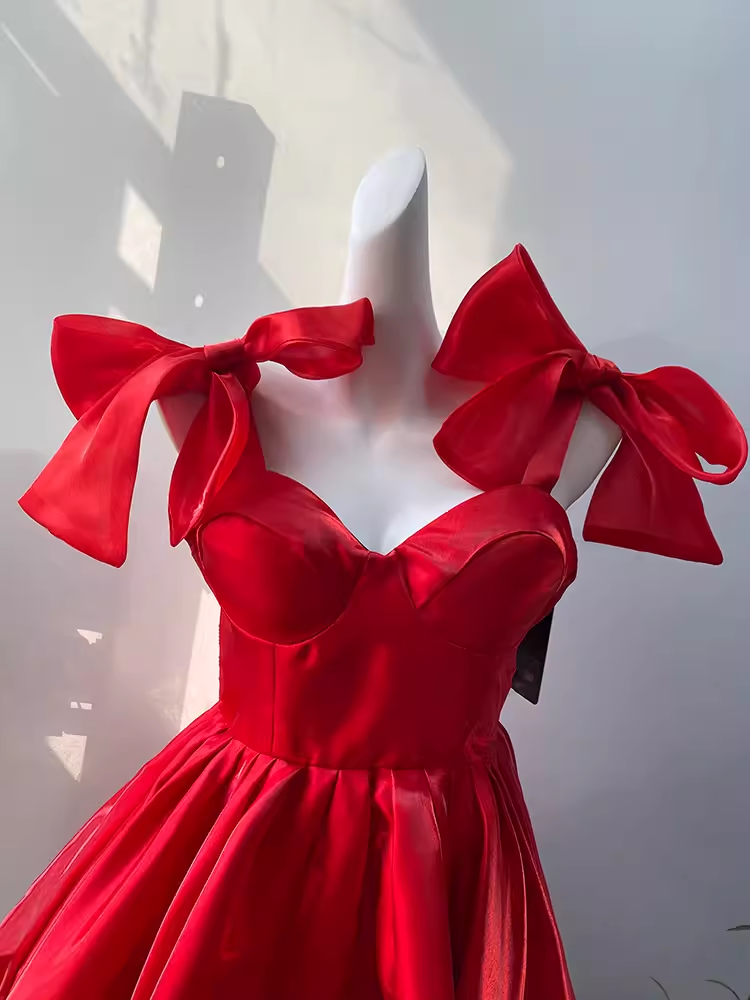Robe d'anniversaire courte ligne A, Simple, bretelles Spaghetti, robes de soirée rouges, C472