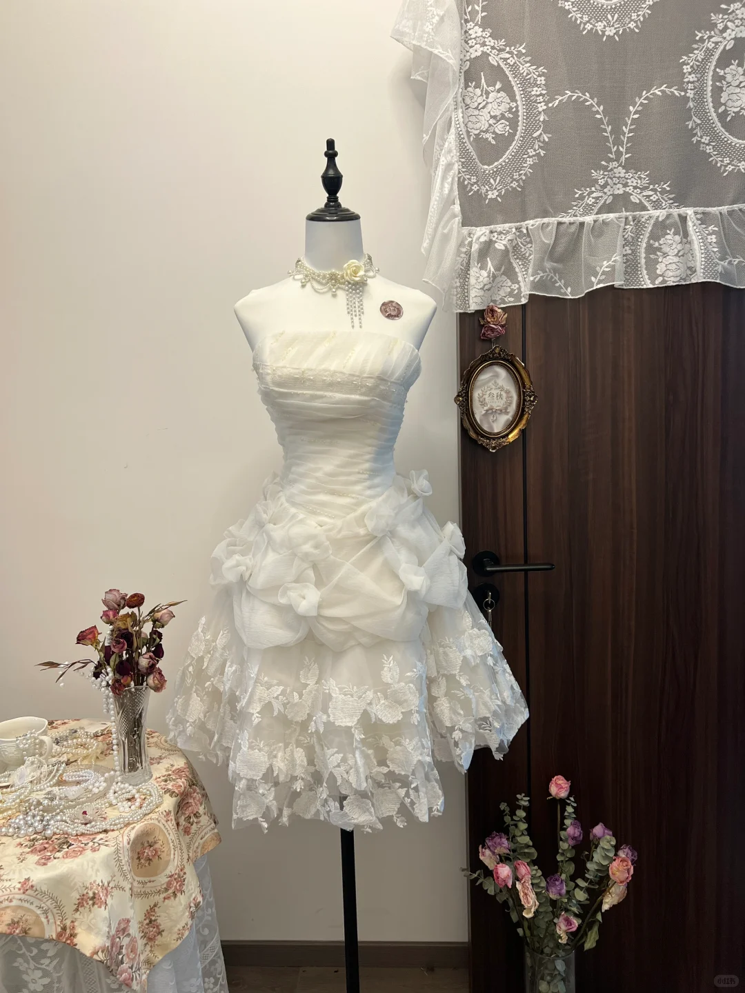 Princess A Line Strapless Satin Lace Beads Short Homecoming Dress 17th Birthday Outfits C4735