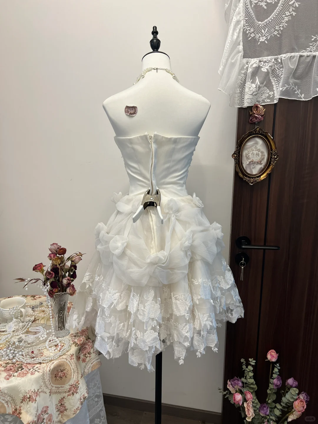 Princess A Line Strapless Satin Lace Beads Short Homecoming Dress 17th Birthday Outfits C4735