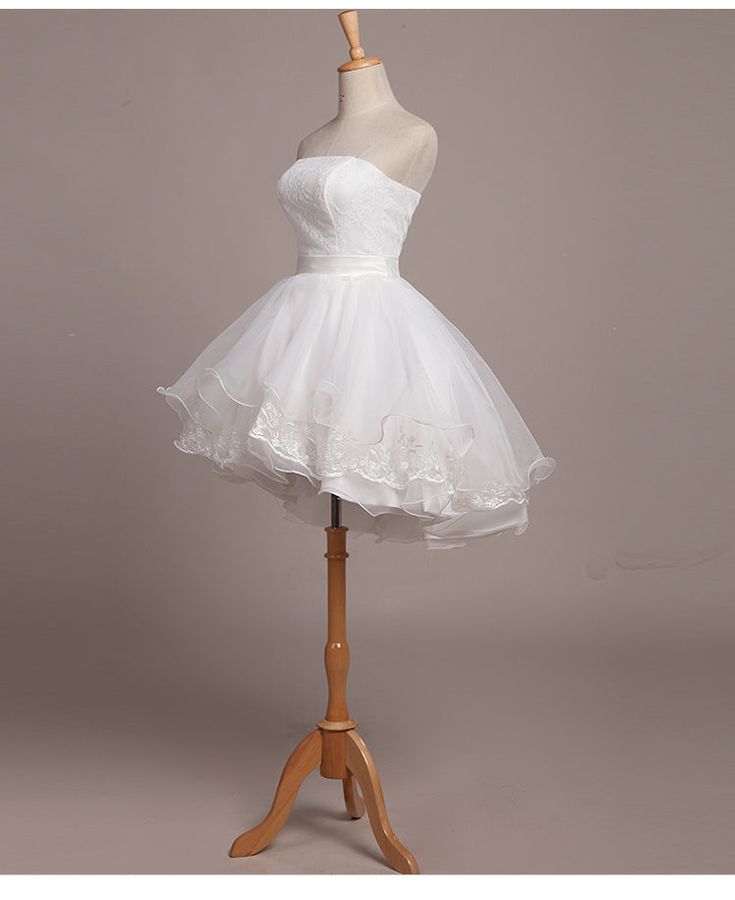 Sweet 16th White Ball Gown Satin Tulle Lace Short Homecoming Dress Birthday Outfits C4746