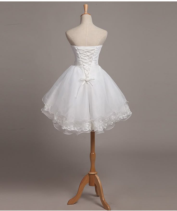 Sweet 16th White Ball Gown Satin Tulle Lace Short Homecoming Dress Birthday Outfits C4746