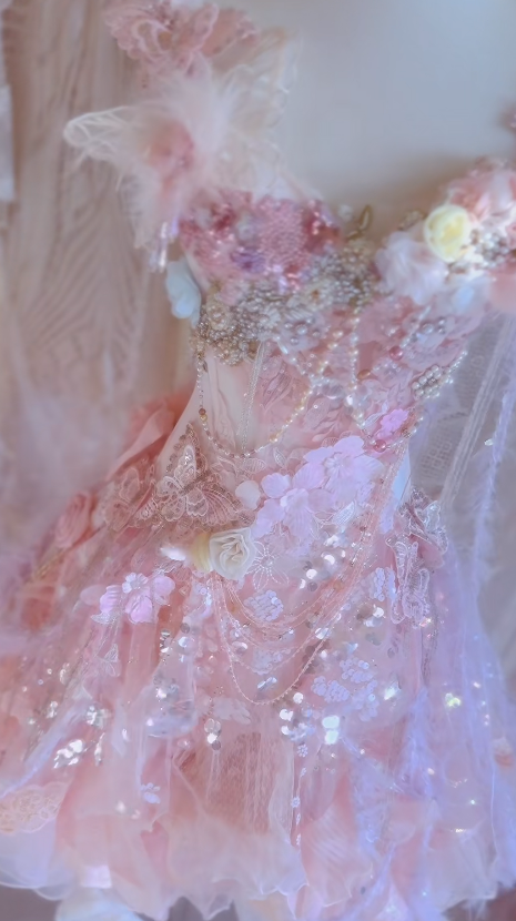 Gorgeous A Line Chiffon Tulle Sequin Beads Flower Short Homecoming Dress 18th Birthday Outfits C4780