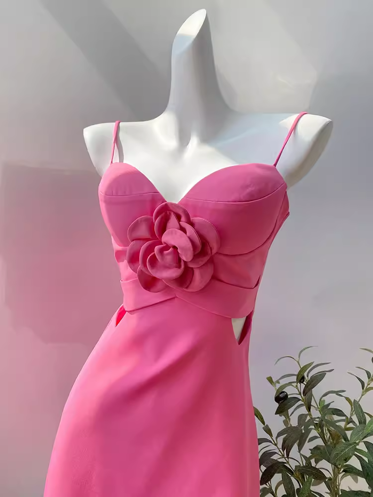 Robe d'anniversaire rose élégante, ligne A, bretelles, robes de soirée courtes, C486