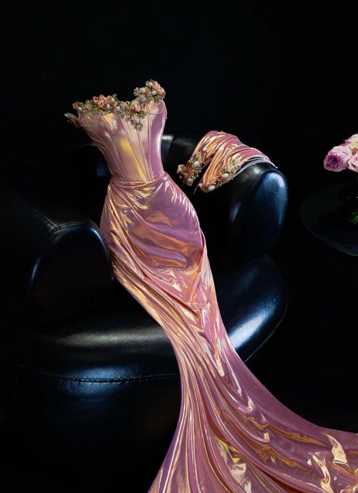 Robe de bal longue en satin à fleurs, style sirène, sans bretelles, C4884