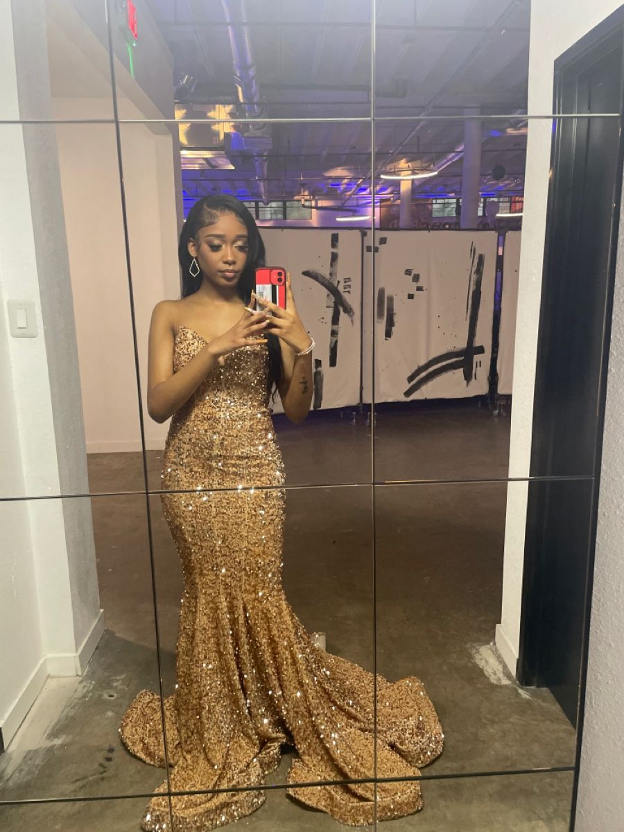 Gorgeous Mermaid Strapless Satin Sequin Long Prom Dresses Formal Dress C5093