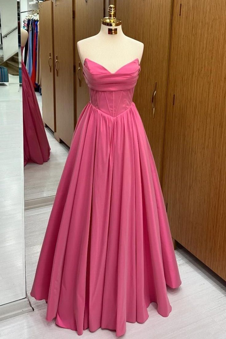 Robe de bal longue en satin, coupe trapèze, sans bretelles, C5632