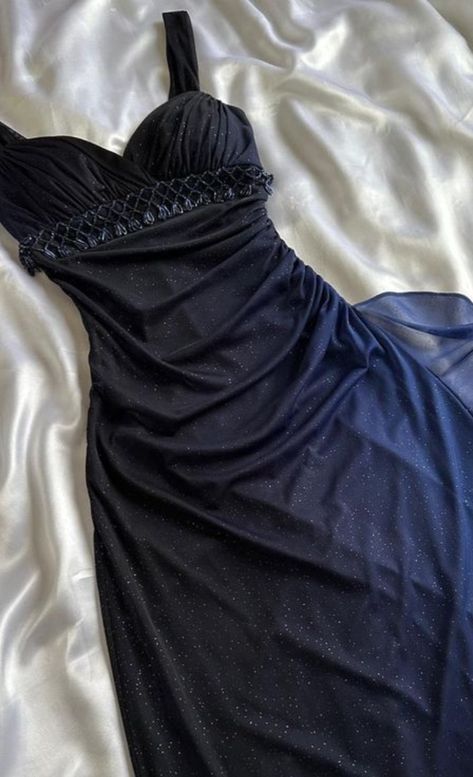 Robe de bal longue en mousseline de soie bleu marine, coupe trapèze brillante, décolleté en cœur, paillettes, C5641