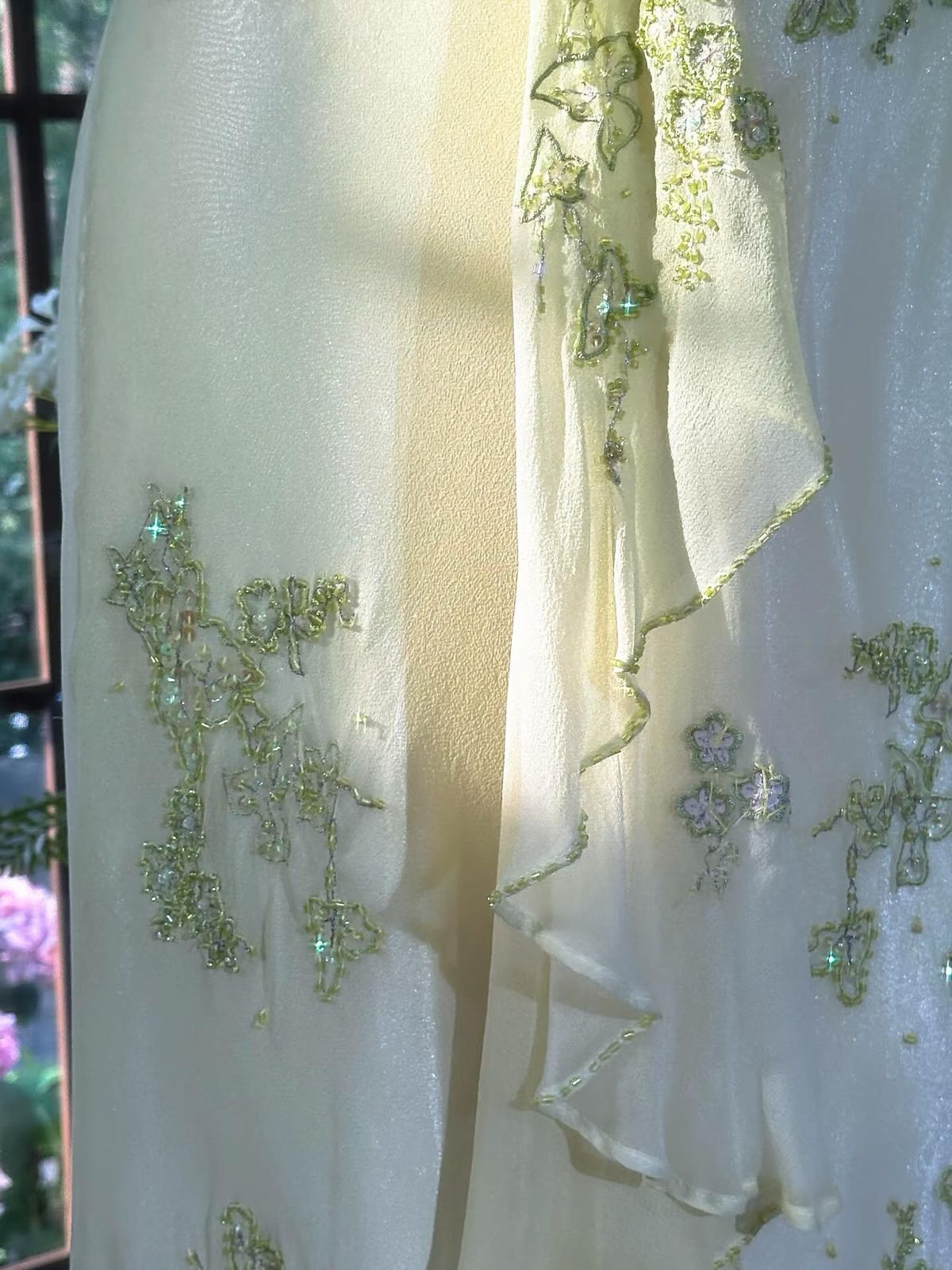 Robe de bal longue en mousseline de soie, jolie robe sirène dos nu, perles, C5699