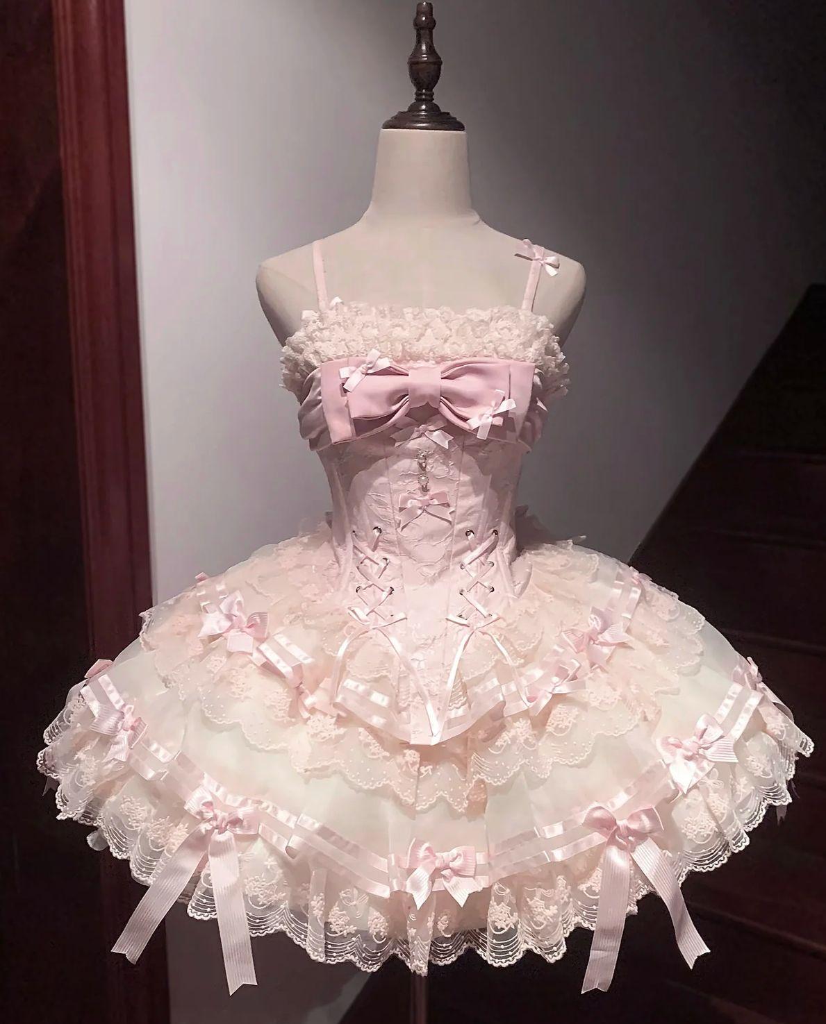 Pretty Pink Ball Gown Spaghetti Straps Tulle Lace With Bow Short Homecoming Dress 17th Birthday Outfits C5733