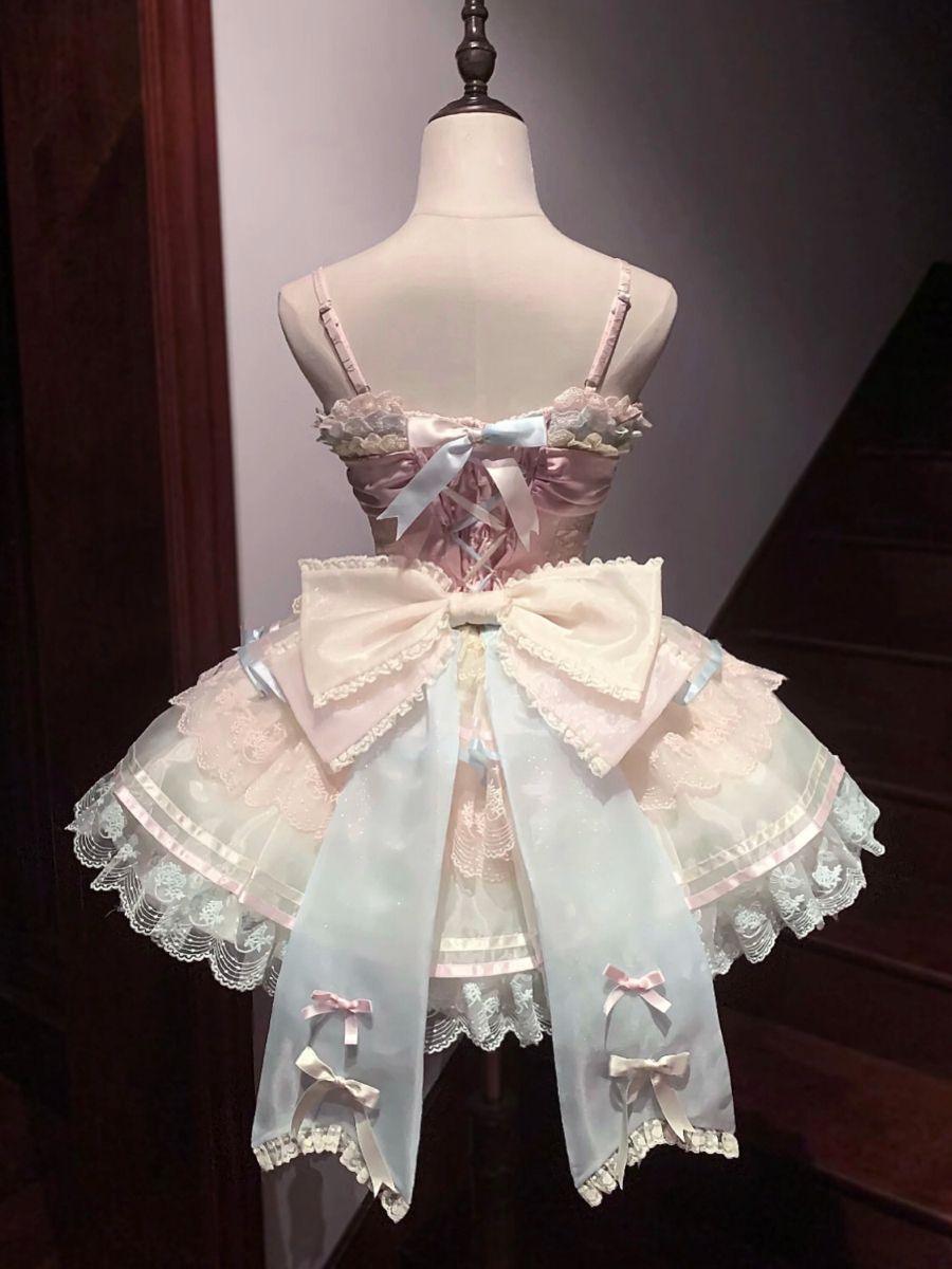 Unique Ball Gown Spaghetti Straps Tulle Lace With Bow Short Homecoming Dress 17th Birthday Outfits C5734