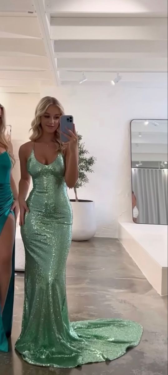 Robe de bal longue à paillettes et col licou, style sirène, brillante, C5763