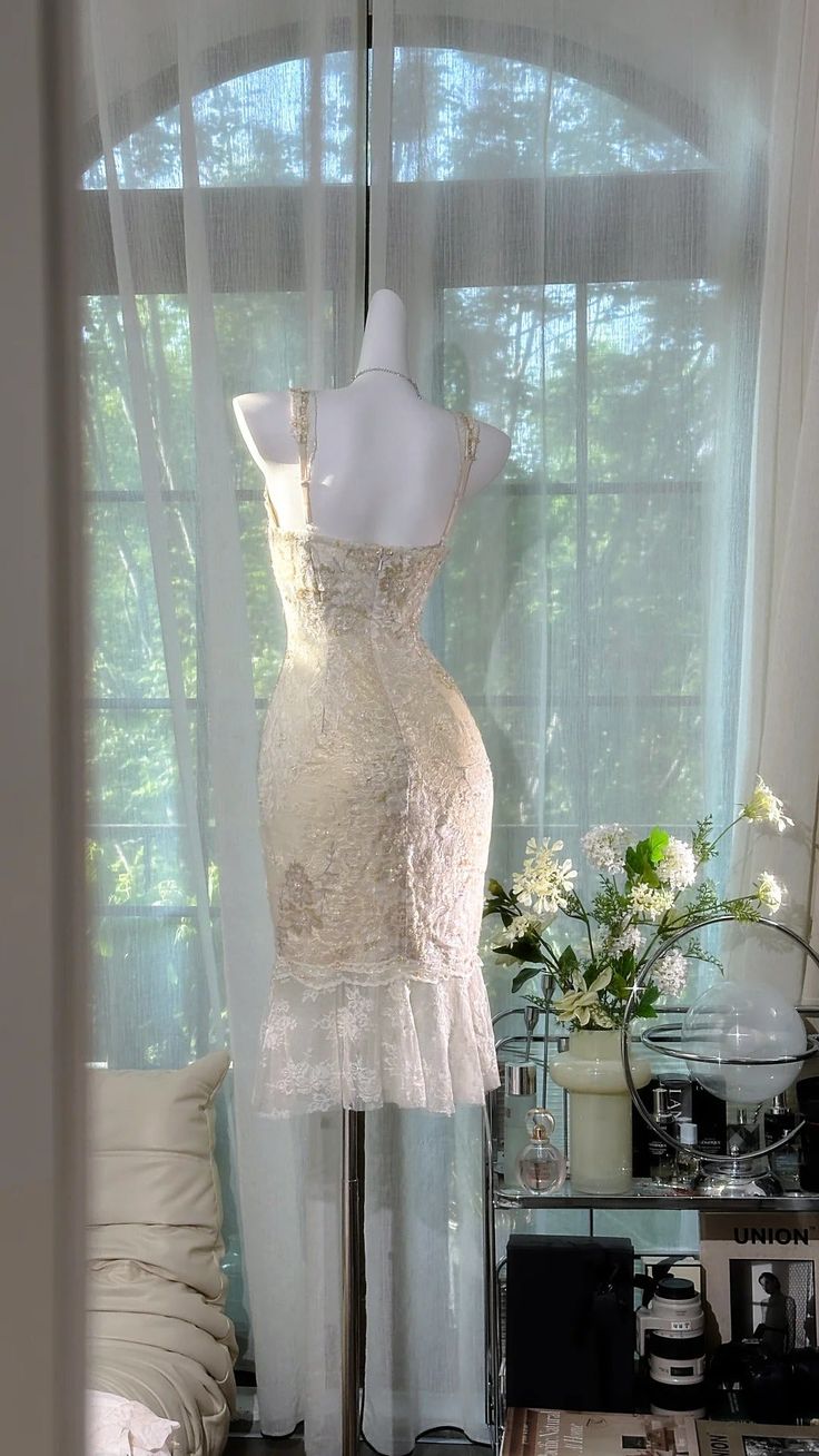 Gorgeous Mermaid V Neck Tulle Lace Short Homecoming Dress 21th Birthday Outfits C5805