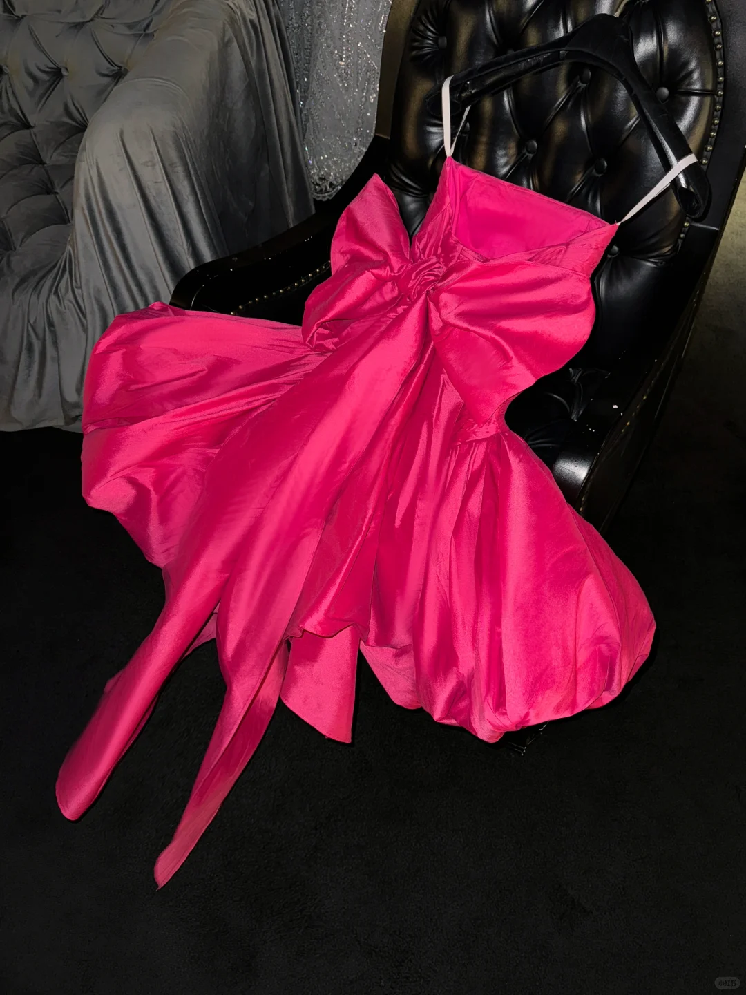 Hot Pink Ball Gown Spaghetti Straps Satin Back With Bow Short Homecoming Dress 18th Birthday Outfits C5912